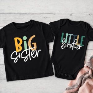 Alternative view of Big Sister, Little Brother Colorful Retro Sibling T-Shirt & Romper Deal