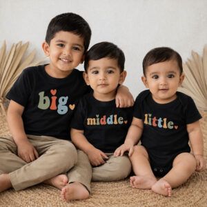 Alternative view of Retro “Big, Middle, Little” Earth Tones Sibling Matching Set