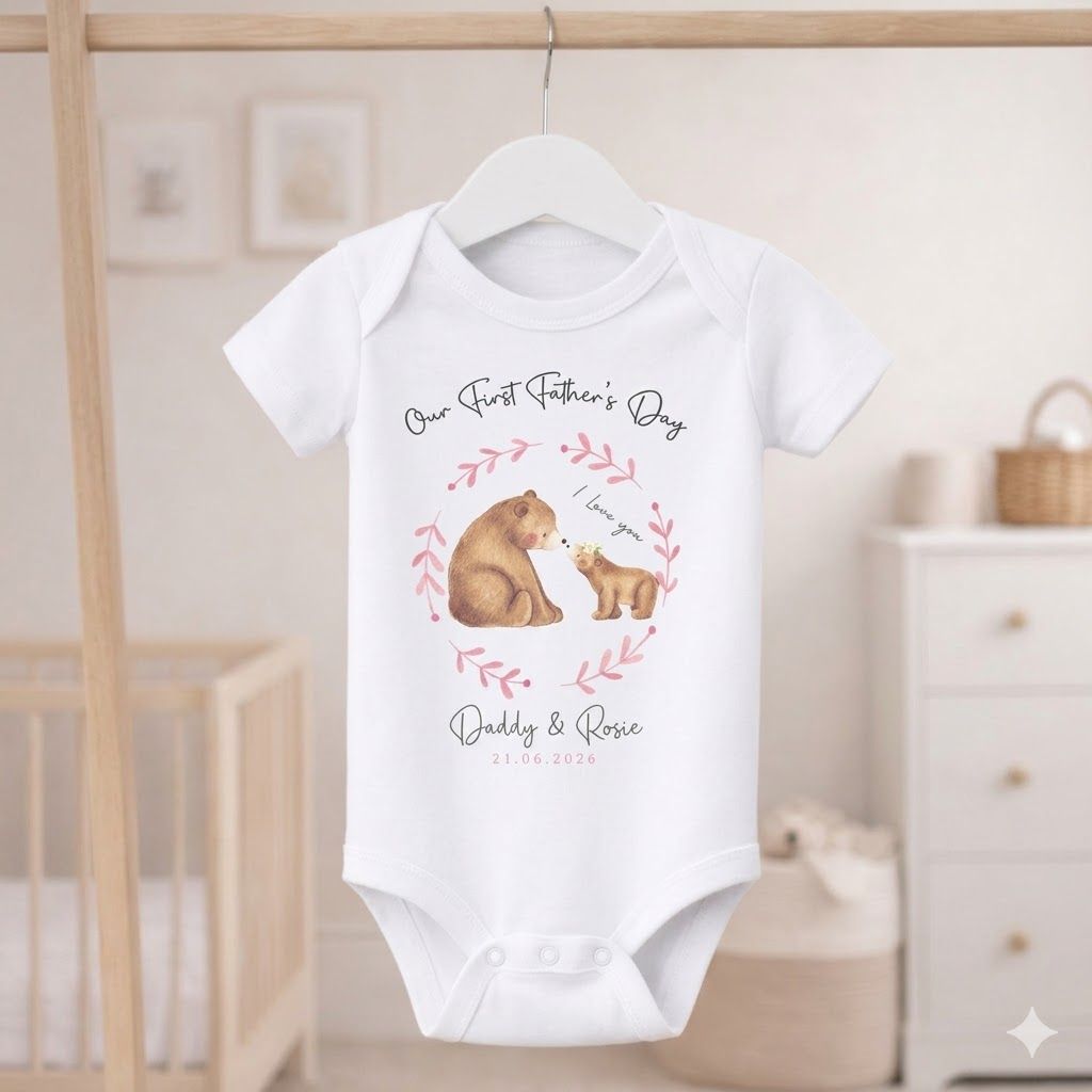 First Father’s Day Personalized Sleepsuit (Bear & Cub Edition) - Image 2