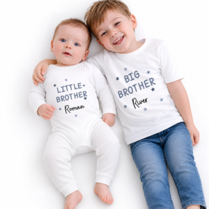 Little Brother & Big Brother Twinkle Stars T-Shirt Romper Set