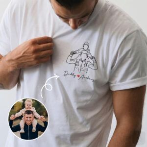 Personalized Outline Portrait Daddy T-Shirt