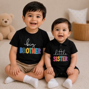 Big Brother & Little Sister Matching T-Shirt Romper Set