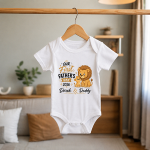 Custom Baby Name First Father’s Day Lion Cub Romper