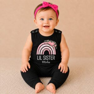 Alternative view of Custom Name "Lil Sister" Sleeveless Baby Romper