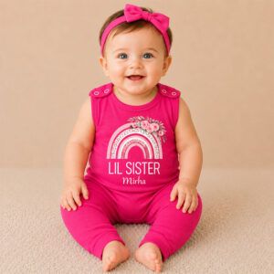 Custom Name "Lil Sister" Sleeveless Baby Romper