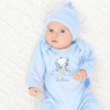 Custom Name Elephant Full Body Romper blue