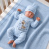 Custom Name Giraffe Full Body Romper blue