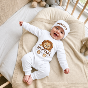 First Day New Born Name Lion Theme Romper