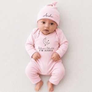 Salaam World Name Announcement Full Body Romper and Cap