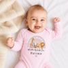 Welcome Baby Rainbow Animals Full Body Romper Pink
