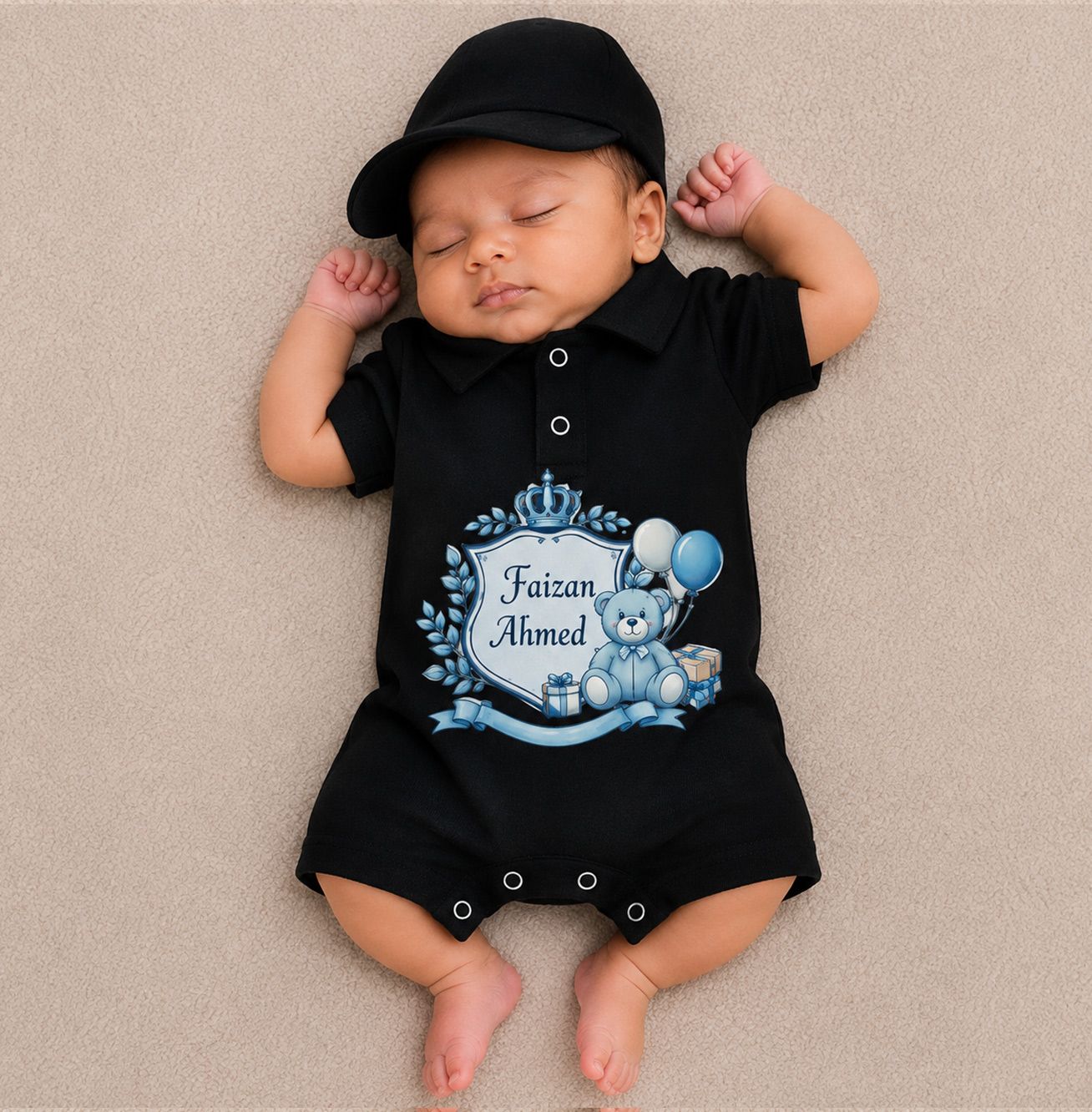 Royal Balloon Welcome First Day Polo Romper