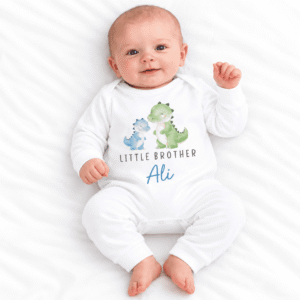 Personalized Little Sister & Little Brother Dinosaur Romper