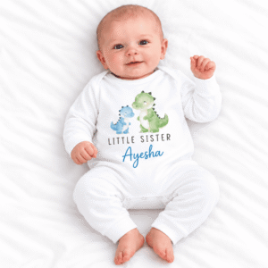 Alternative view of Personalized Little Sister & Little Brother Dinosaur Romper